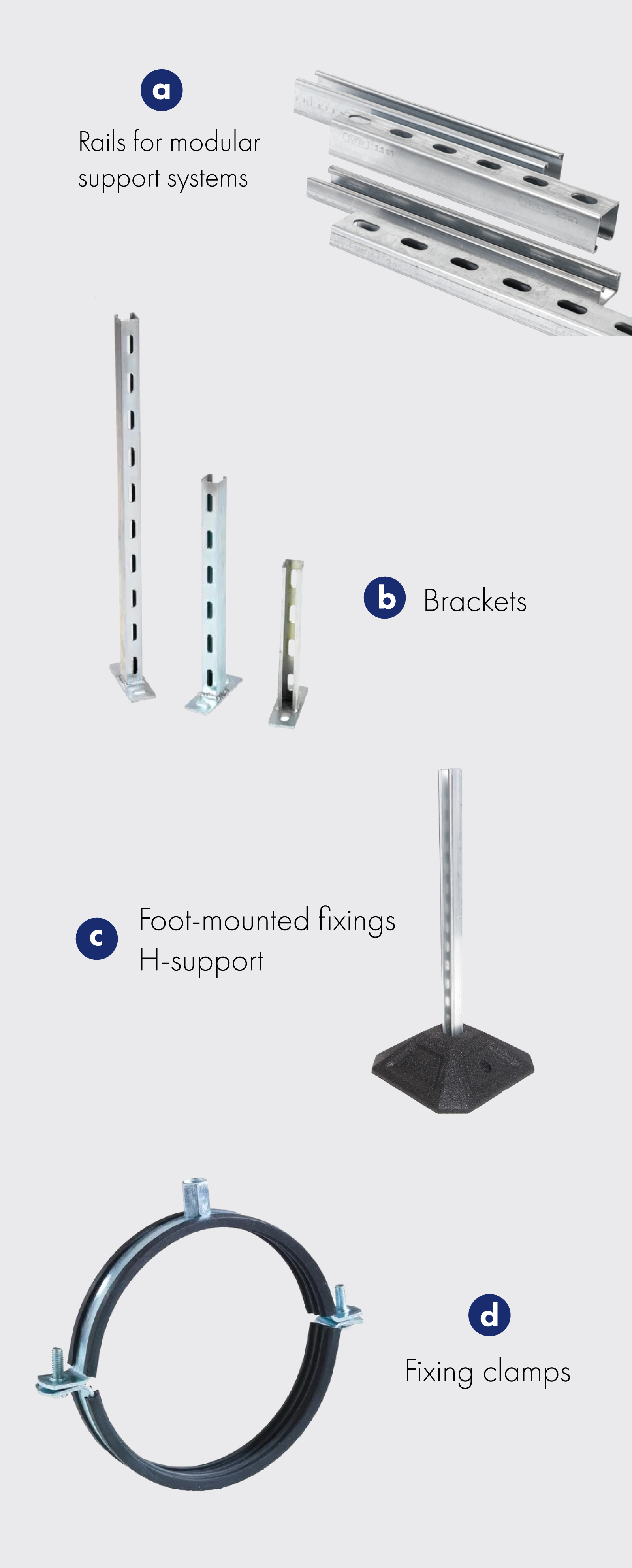 Support and fixing of HVAC networks from our fundamentals range
